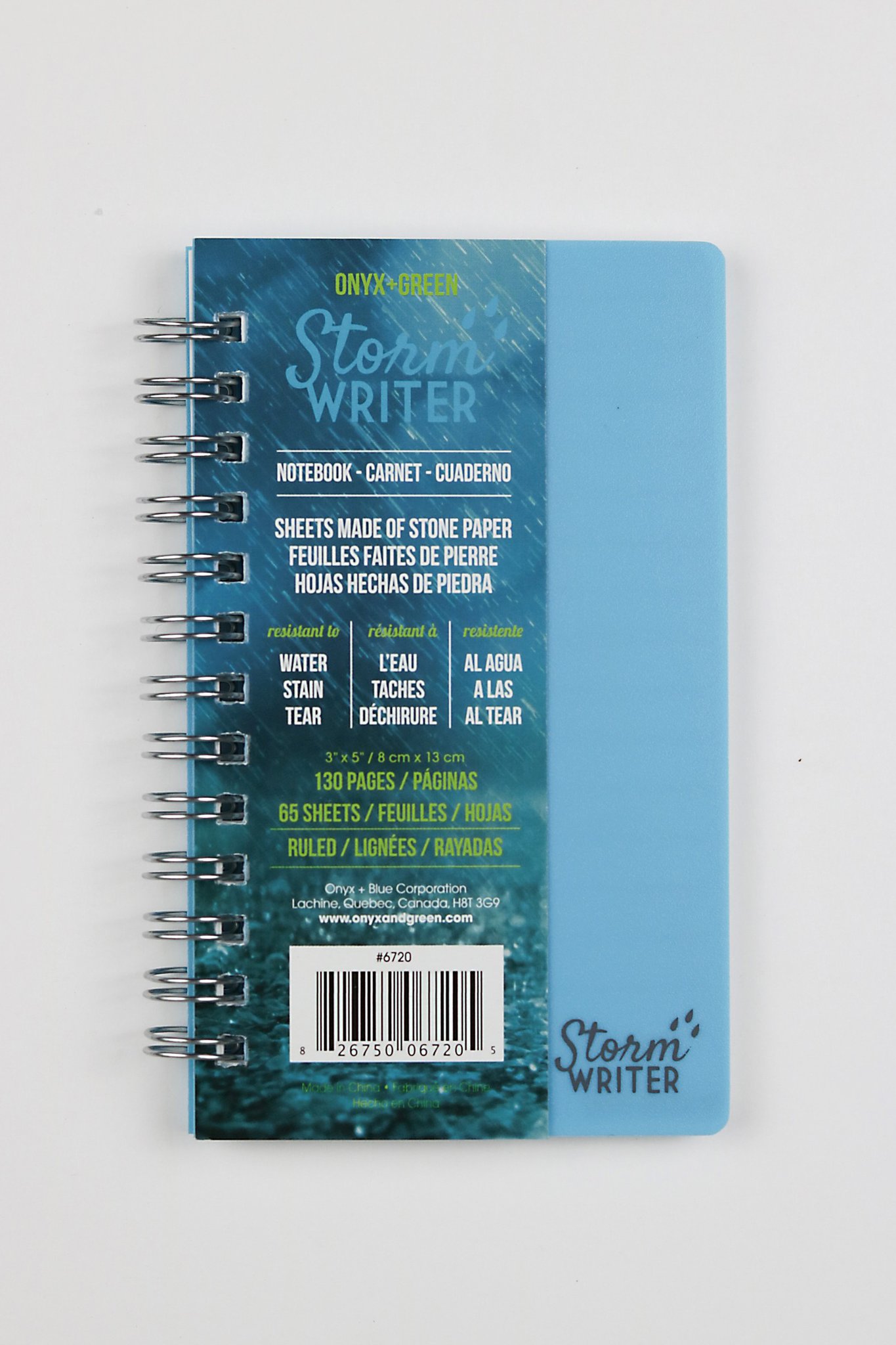 Storm Writer Waterproof Stone Paper Notebook w/ Side Coil (3" x 5") - 65 Sheets